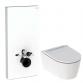 Geberit One v�gh�ngt toilet m/s�de og hvid Monolith cisterne