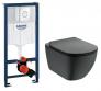Ideal Standard Tesi mat sort toiletpakke inkl. s�de/soft-close, cisterne og krom betjening
