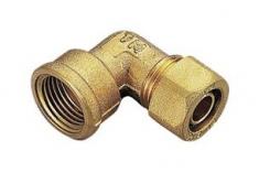 Vinkell&oslash;bende kompressionsovergang med muffe - 1/2" x 15 mm