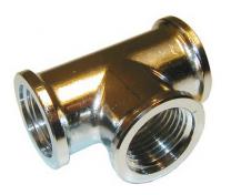 Tee &frac12; forkromet messing Tee - muffe-muffe-muffe"