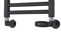 TVS Ventils�t type 220 m/returtermostat, h�jre, vinkell�bende - Sort