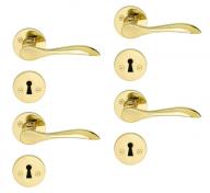 Beslagsboden indend�rs d�rgreb inkl n�gleskilt - Poleret messing - S�t � 4 stk