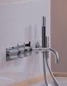 Vola 5414C-071 komplet brusesystem m/termostat til kar - Rustfrit st&aring;l