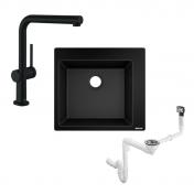 hansgrohe S51-F450 k�kkenvask i komposit m/Talis M54 k�kkenvandhane i mat sort