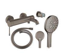 Grohe Essence New komplet badekararmatur m/SmartActive - B�rstet hard graphite