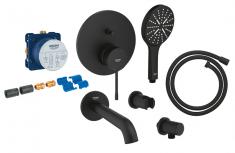 Grohe komplet indbygningspakke til badekar m/SmartActive h�ndbruser - Mat sort