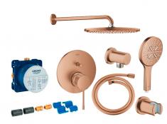 Grohe Essence komplet brusesystem m/Rainshower 310 hovedbruser & SmartActive h�ndbrus til indbygning - B�rstet warm sunset