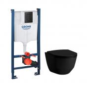 Laufen Pro Rimless mat sort toiletpakke inkl. s�de m. soft-close, cisterne og sort betjening