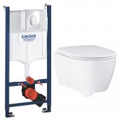 Grohe Essence Rimless toiletpakke inkl. s�de m/soft-close, cisterne og krom betjening