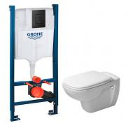 Duravit D-Code RIMless toiletpakke inkl. s�de m/softclose, cisterne og sort betjening