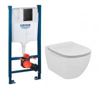 Ideal Standard Tesi RIMless+ toiletpakke inkl. s�de m/softclose, cisterne og sort betjening