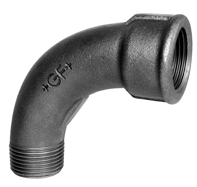 GF Sort b&oslash;jning 90 grader - Muffe/Nippel - 3/8"