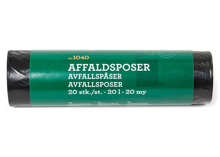 Affaldsposer m/sn&oslash;reluk - 20 L/20 stk.