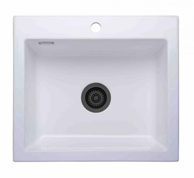 Lavabo Mera 57 porcel&aelig;nsk&oslash;kkenvask - Mat hvid/sort afl&oslash;b