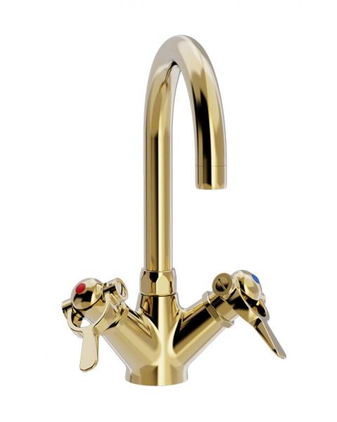 Toni SP håndvaskbatteri med Ø 150mm tud - Ægte messing Toni SP håndvaskbatteri med Ø 150mm tud - Ægte messing