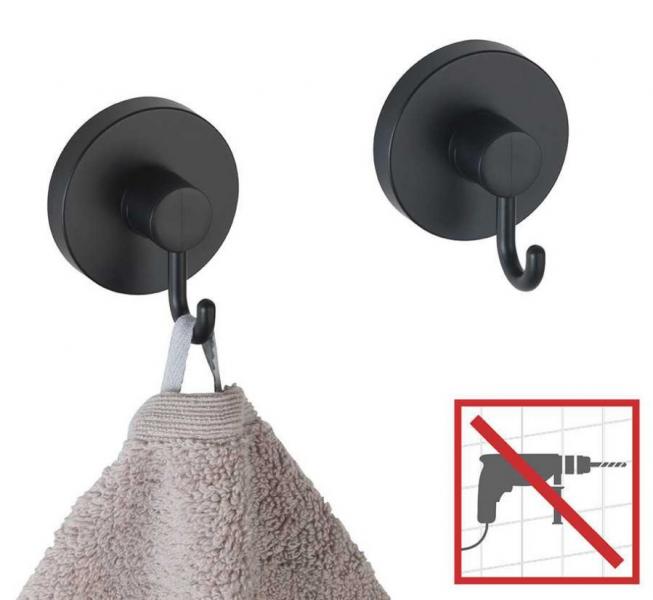 Wenko kroge - 2 stk - Mat sort - Skruefri Wenko kroge - 2 stk - Mat sort - Skruefri