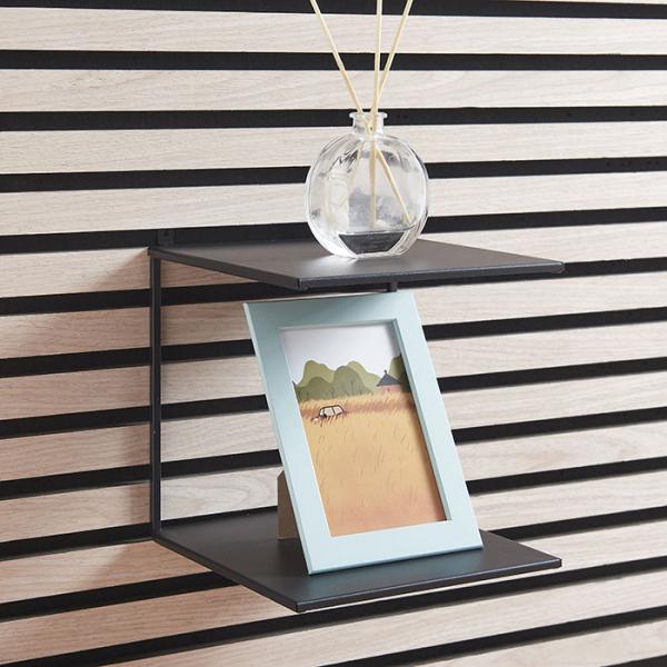 Sort dobbelt hylde til akustikpaneler - Vandret/lodret