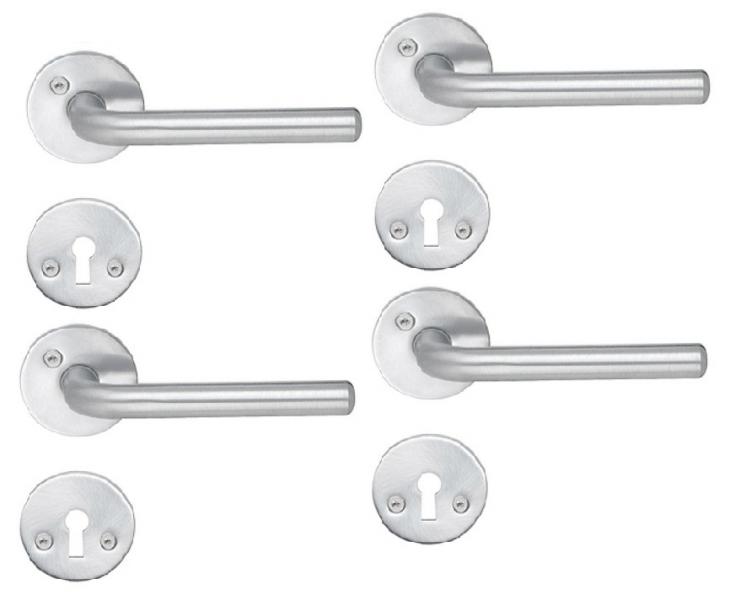 Beslagsboden indend&oslash;rs d&oslash;rgreb inkl n&oslash;gleskilt B283 - B&oslash;rstet krom - S&aelig;t &aacute; 4 stk