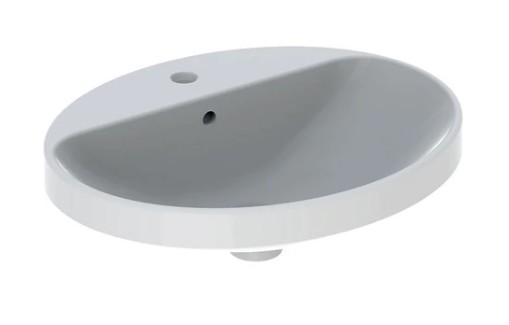 Geberit Variform 60 oval h&aring;ndvask m/bagkant t/nedf&aelig;ldning - 1 hanehul
