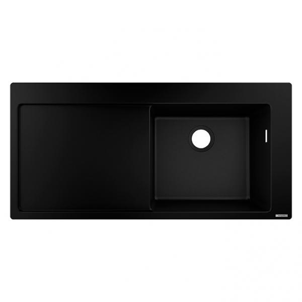 hansgrohe S514-F450 k&oslash;kkenvask m/afl&oslash;bsbakke - Vask til h&oslash;jre - Graphite black