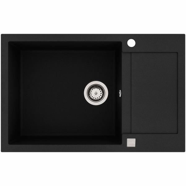 Lavabo Saturn 790 k&oslash;kkenvask i komposit m/afl&oslash;bsbakke - Sort/krom