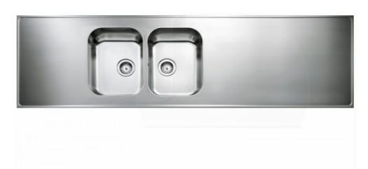 Intra AH20-KV stålbordplade køkkenvask - Vendbar - Dobbelt - 200 cm Intra AH20-KV stålbordplade køkkenvask - Vendbar - Dobbelt - 200 cm