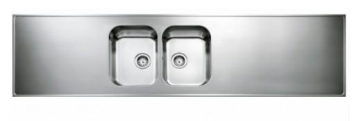 Intra AH22-KV st&aring;lbordplade k&oslash;kkenvask - Vendbar - Dobbelt - 220 cm