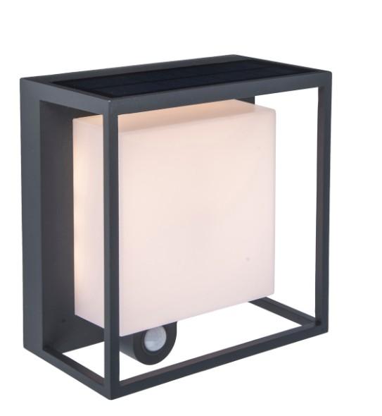 Lutec Curtis Solar udend&oslash;rs v&aelig;glampe m/solceller og sensor - Gr&aring;