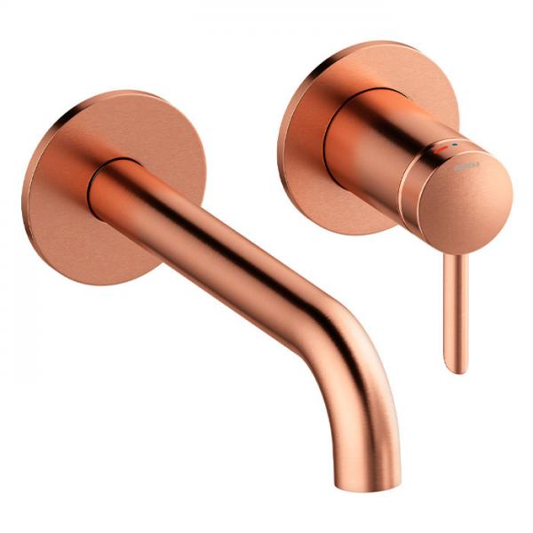 Damixa Iris h&aring;ndvaskarmatur til indbygning m/Koldstart - 180 mm - B&oslash;rstet kobber