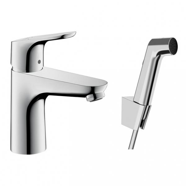 hansgrohe Focus 100 h&aring;ndvaskarmatur m/h&aring;ndbruser og push-open bundventil