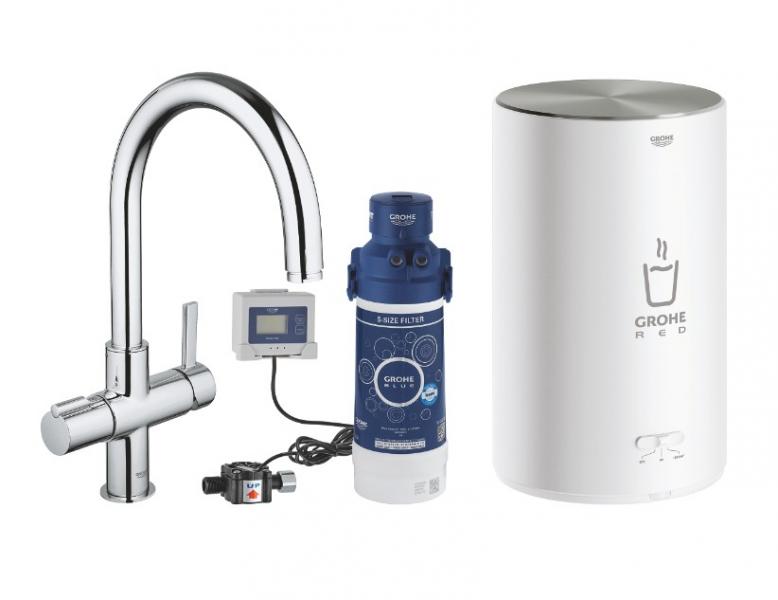 Grohe Red Duo II Nordic køkkenbatteri m/3L vandvarmer og C-tud - Krom Grohe Red Duo II Nordic køkkenbatteri m/3L vandvarmer og C-tud - Krom