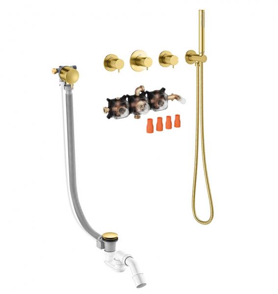 Damixa Silhouet BS 1 komplet badekararmatur til indbygning - Børstet messing PVD Damixa Silhouet BS 1 komplet badekararmatur til indbygning - Børstet messing PVD