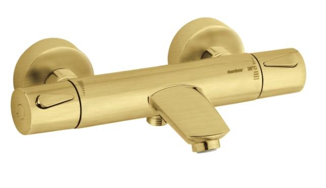 Damixa Silhouet termostatarmatur til kar/brus - B&oslash;rstet messing