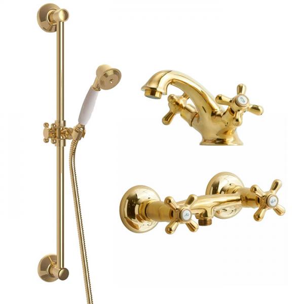 Lavabo Retro komplet pakke til badev&aelig;relse - Massiv messing