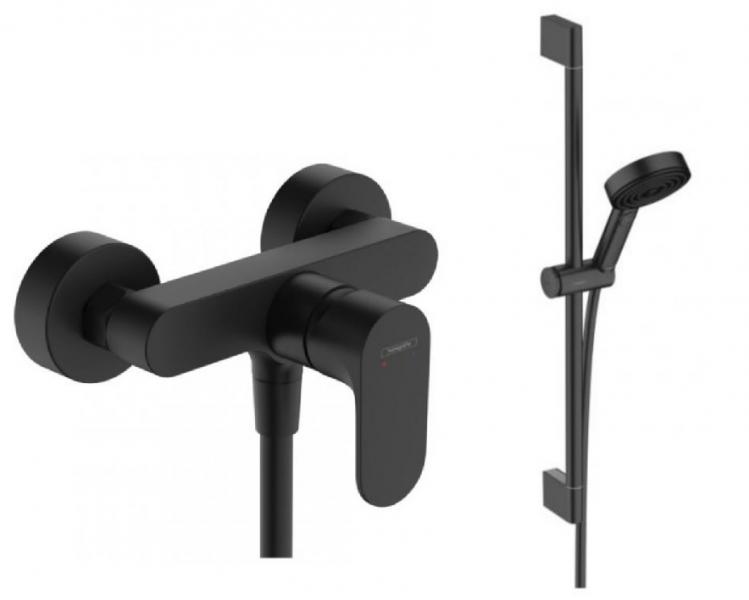 Hansgrohe Rebris S komplet brusesæt - Mat sort Hansgrohe Rebris S komplet brusesæt - Mat sort