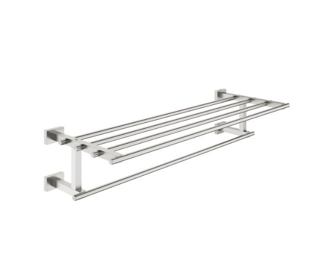 Grohe Essentials Cube håndklædestang m. hylde - Supersteel Grohe Essentials Cube håndklædestang m. hylde - Supersteel