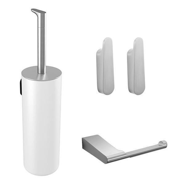 Pressalit Style komplet pakke til badev&aelig;relset - Hvid/b&oslash;rstet st&aring;l