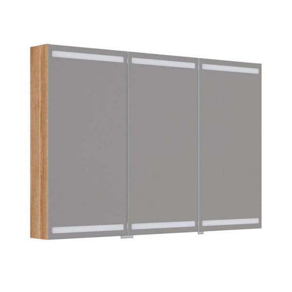 Dansani Level spejlskab 120 m/lys, lysstyring, 3 låger og træbakker - Varm eg Dansani Level spejlskab 120 m/lys, lysstyring, 3 låger og træbakker - Varm eg