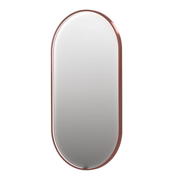 Sanibell Ink SP28 ovalt spejl m/lys, varme og sensor 60 x 120 cm - B&oslash;rstet kobber