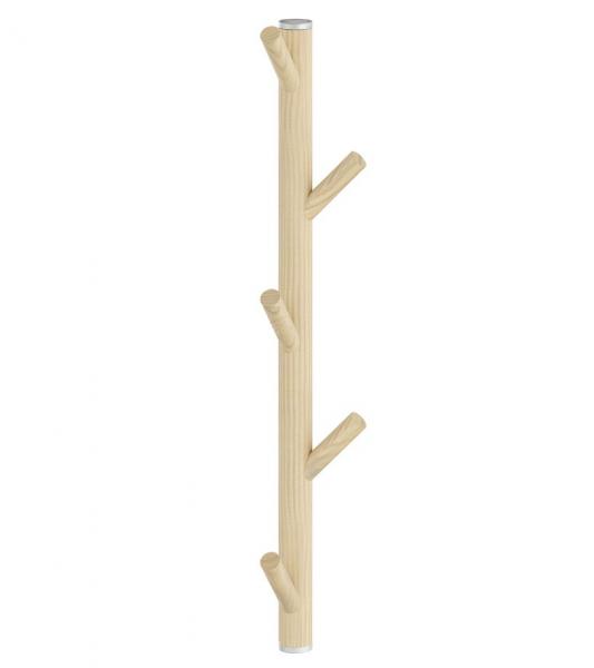 Beslagsboden lodret knager&aelig;kke m/5 knager - Tr&aelig;/matgr&aring;