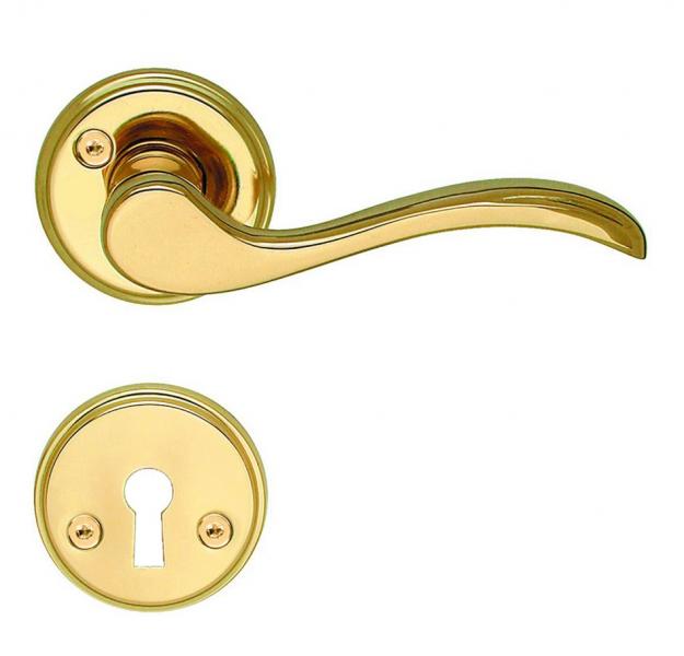 Beslagsboden vintage indend&oslash;rs d&oslash;rgreb inkl n&oslash;gleskilt - Poleret messing