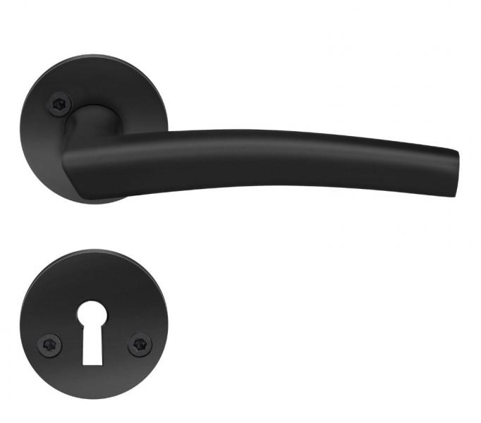 Beslagsboden rund indend&oslash;rs d&oslash;rgreb inkl n&oslash;gleskilt - Mat sort