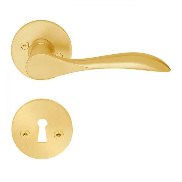 Beslagsboden indendørs dørgreb inkl nøgleskilt - Børstet messing Beslagsboden indendørs dørgreb inkl nøgleskilt - Børstet messing