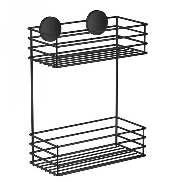 Beslagsboden selvkl&aelig;bende brusekurv - Dobbelt - Mat sort