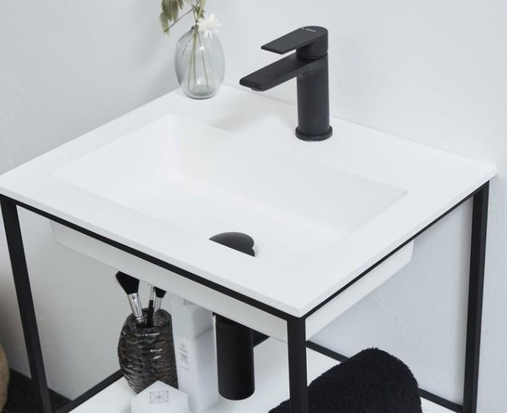 Cass&oslash;e Como 50 h&aring;ndvask t/v&aelig;g m/stel og hylde - Sort