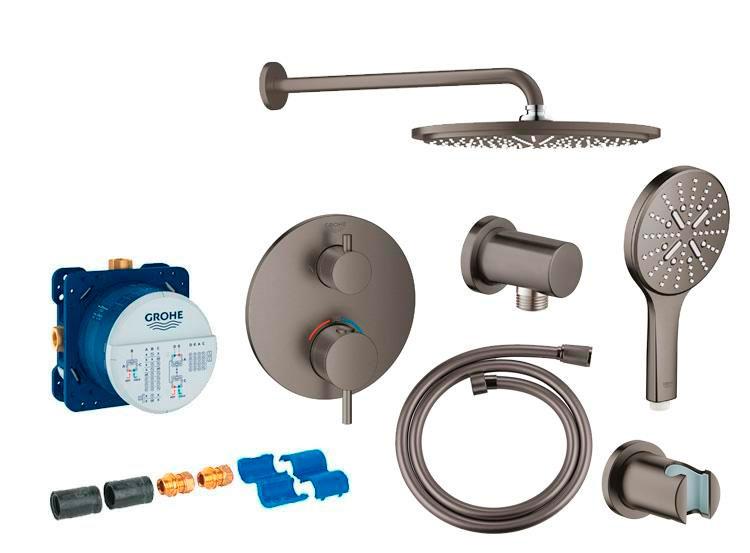 Grohe Atrio Rainshower 310 komplet brusesystem til indbygning m/SmartActive håndbrus - Børstet Hard Graphite Grohe Atrio Rainshower 310 komplet brusesystem til indbygning m/SmartActive håndbrus - Børstet Hard Graphite