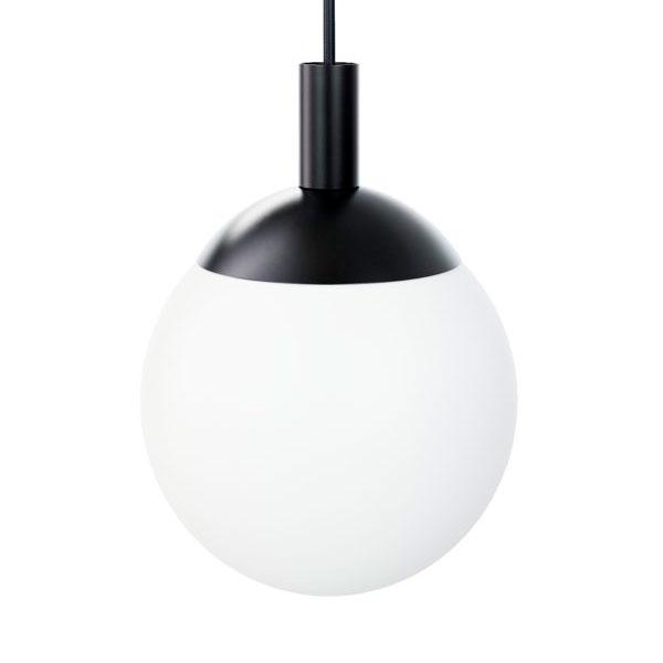 Cass&oslash;e Luna pendel m/hvidt glas - Mat sort