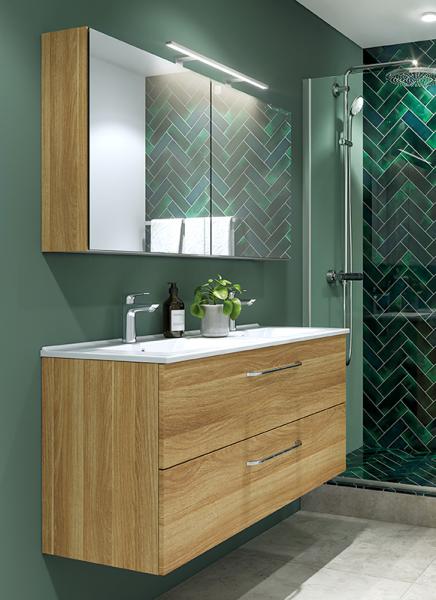 Dansani Mido+ 120 møbelsæt m/Amber dobbelt håndvask - Varm eg Dansani Mido+ 120 møbelsæt m/Amber dobbelt håndvask - Varm eg