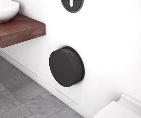 Vola p&aring;bygget affaldsbeholder med sort l&aring;g - Krom