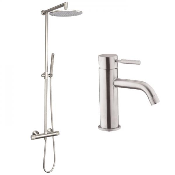 Cassøe Crystal Cut komplet pakke til badeværelset - Børstet stål Cassøe Crystal Cut komplet pakke til badeværelset - Børstet stål